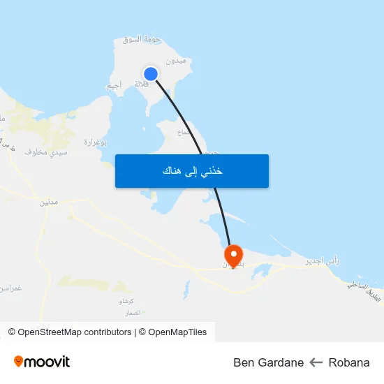 Robana to Ben Gardane map