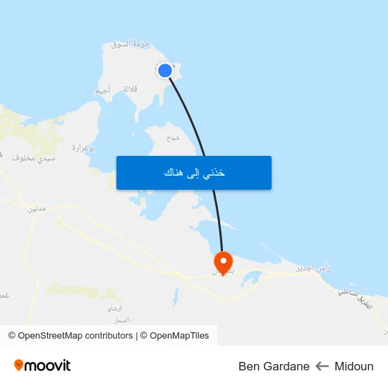 Midoun to Ben Gardane map