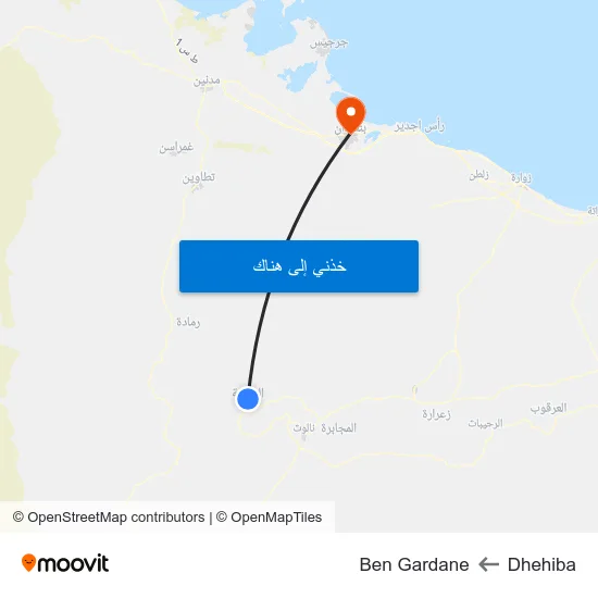Dhehiba to Ben Gardane map