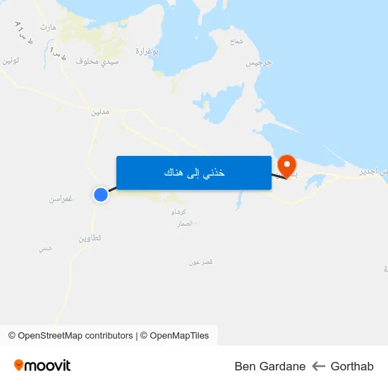 Gorthab to Ben Gardane map