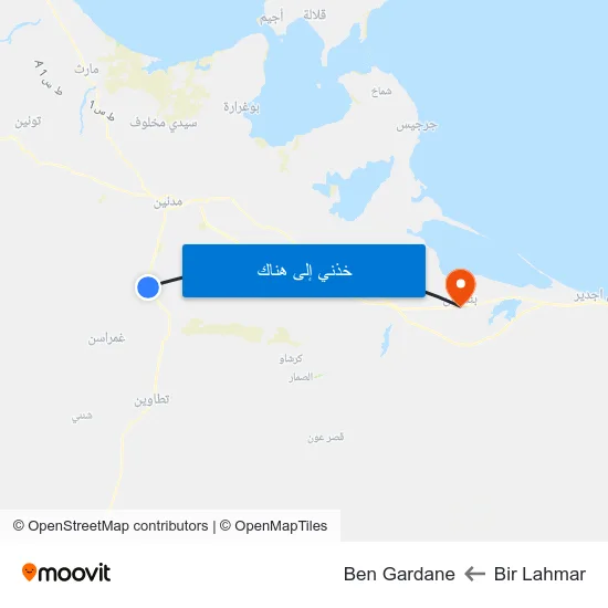 Bir Lahmar to Ben Gardane map