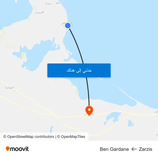 Zarzis to Ben Gardane map