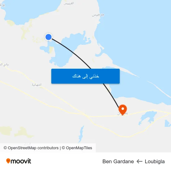 Loubigla to Ben Gardane map