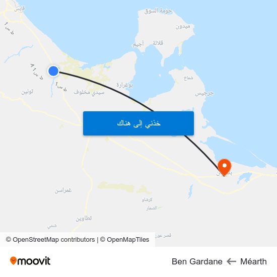 Méarth to Ben Gardane map