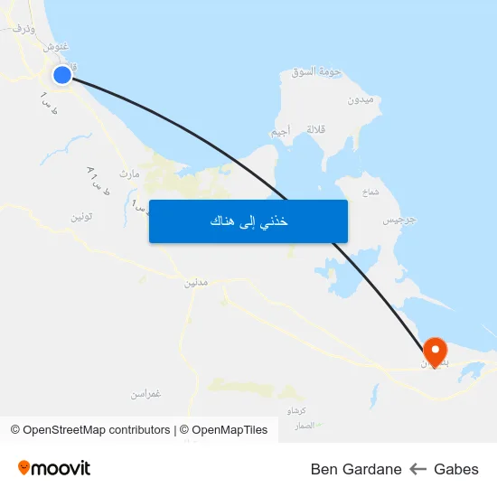Gabes to Ben Gardane map