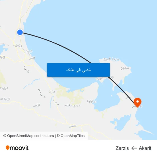 Akarit to Zarzis map