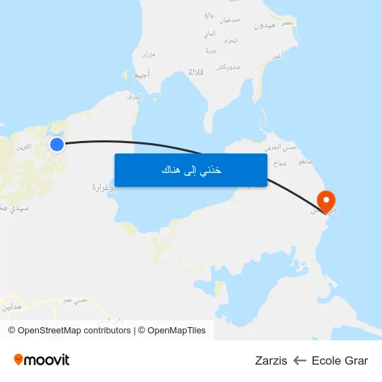 Ecole Grar to Zarzis map