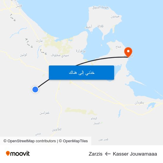 Kasser Jouwamaaa to Zarzis map