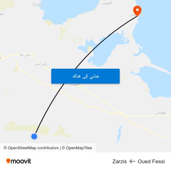 Oued Fessi to Zarzis map