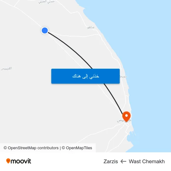 Wast Chemakh to Zarzis map