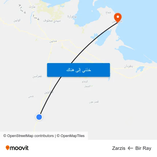 Bir Ray to Zarzis map