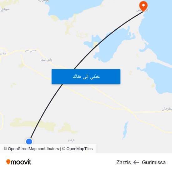 Gurimissa to Zarzis map