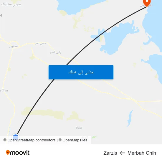 Merbah Chih to Zarzis map