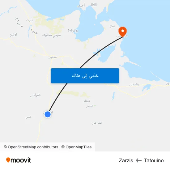 Tatouine to Zarzis map