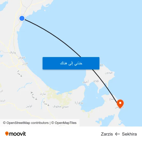 Sekhira to Zarzis map