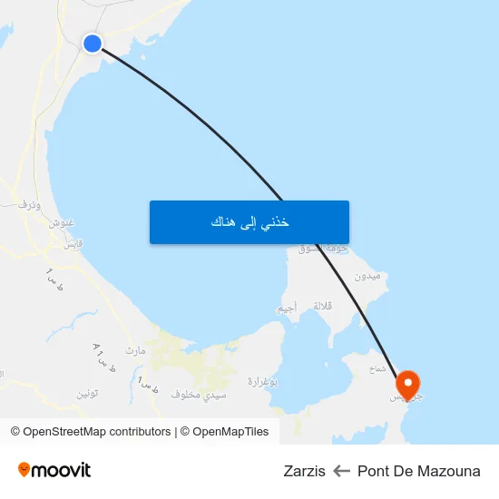 Pont De Mazouna to Zarzis map