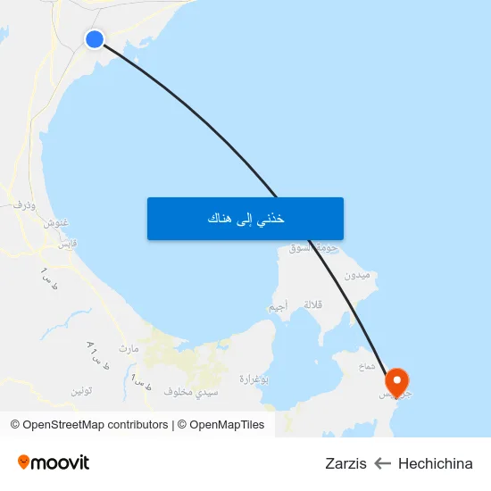 Hechichina to Zarzis map