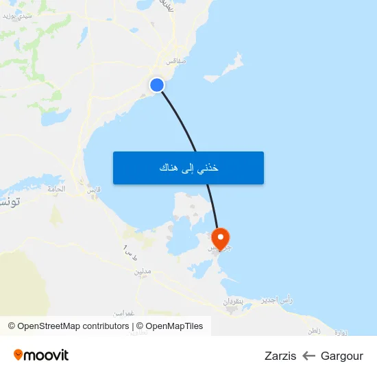 Gargour to Zarzis map