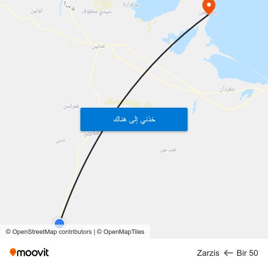 Bir 50 to Zarzis map