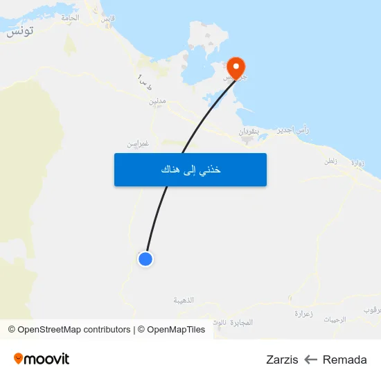 Remada to Zarzis map
