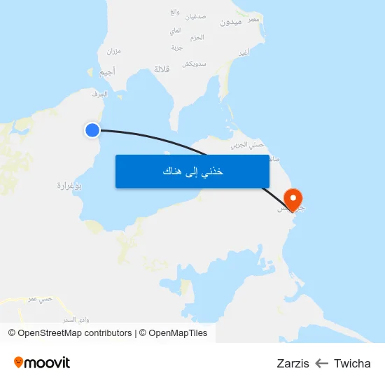 Twicha to Zarzis map