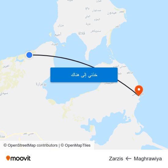 Maghrawiya to Zarzis map