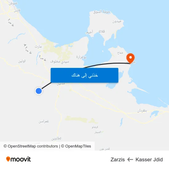 Kasser Jdid to Zarzis map