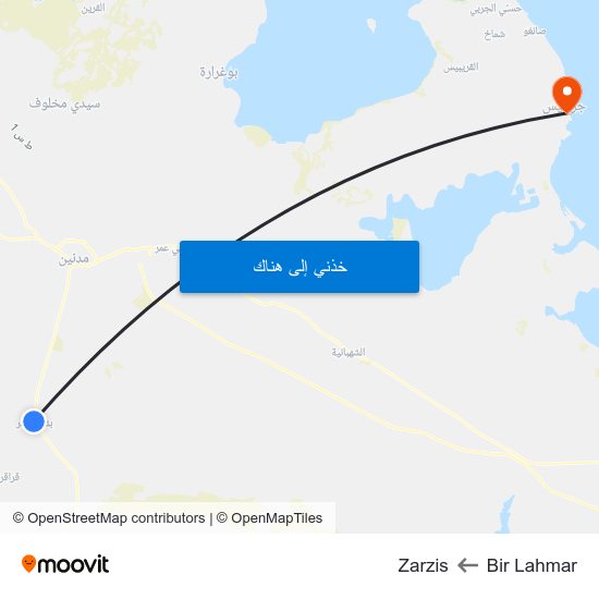 Bir Lahmar to Zarzis map