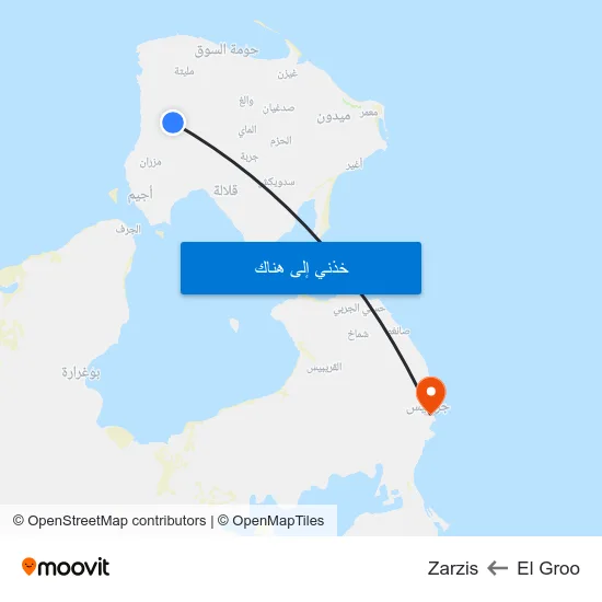 El Groo to Zarzis map
