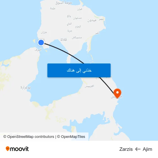 Ajim to Zarzis map
