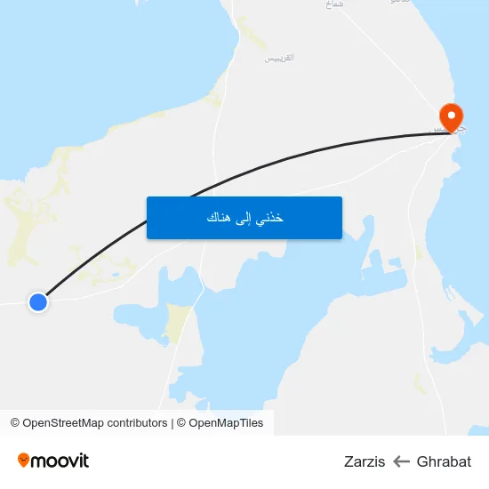 Ghrabat to Zarzis map