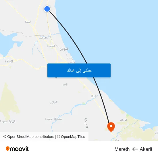 Akarit to Mareth map
