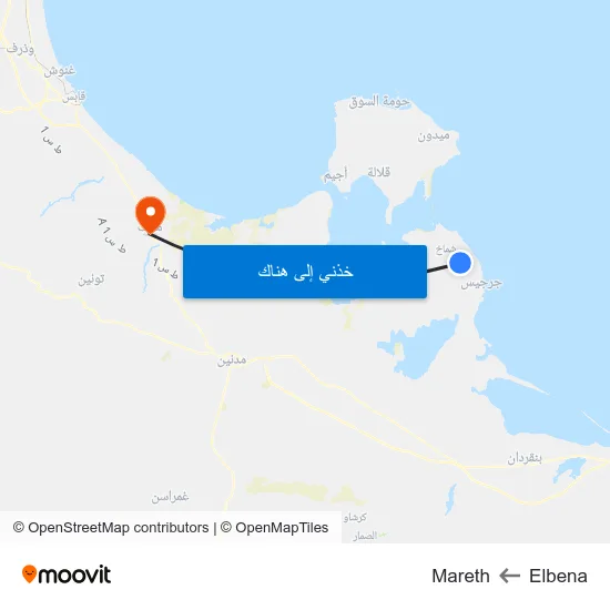 Elbena to Mareth map