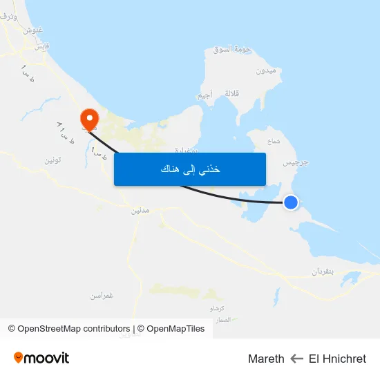 El Hnichret to Mareth map