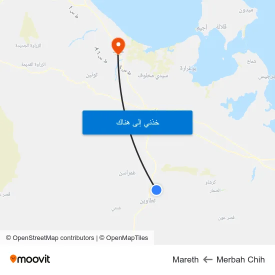 Merbah Chih to Mareth map