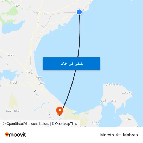 Mahres to Mareth map