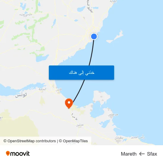 Sfax to Mareth map