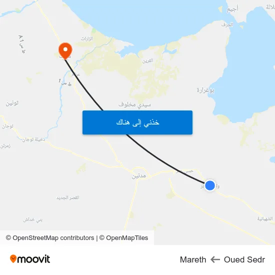 Oued Sedr to Mareth map