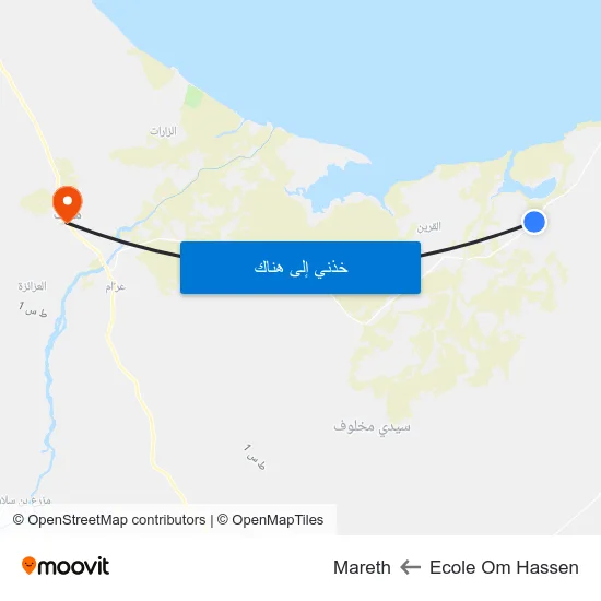 Ecole  Om Hassen to Mareth map