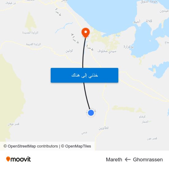 Ghomrassen to Mareth map