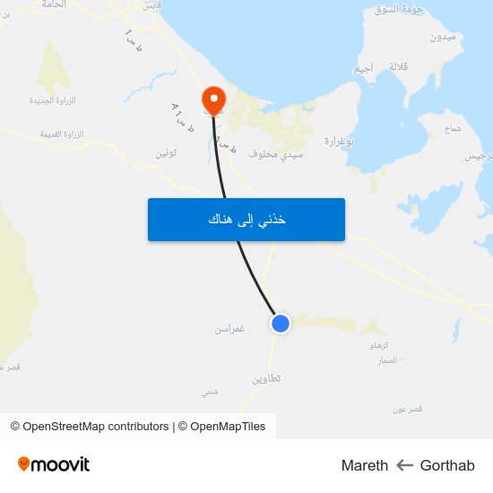Gorthab to Mareth map