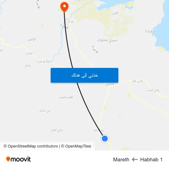Habhab 1 to Mareth map