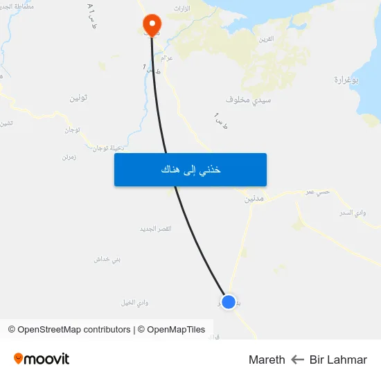 Bir Lahmar to Mareth map