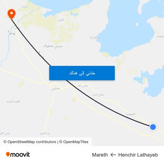 Henchir Lathayeb to Mareth map