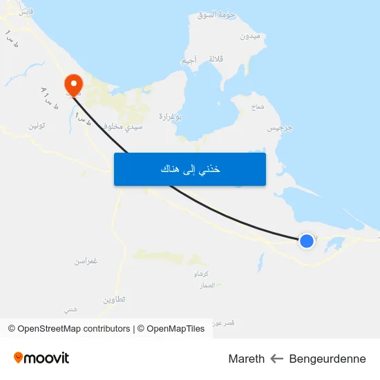 Bengeurdenne to Mareth map