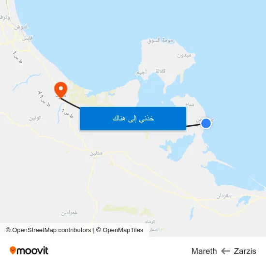 Zarzis to Mareth map
