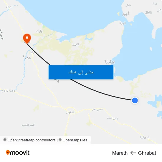Ghrabat to Mareth map