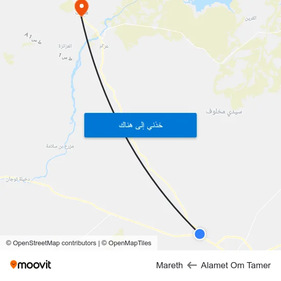 Alamet Om Tamer to Mareth map