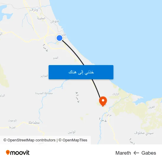 Gabes to Mareth map