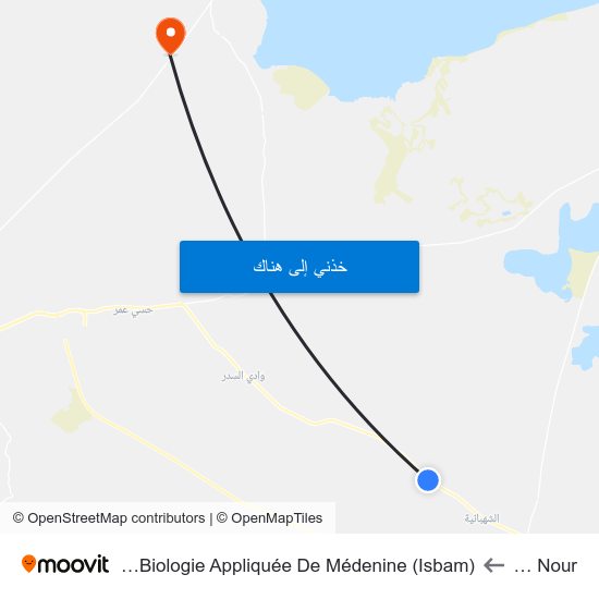 Hessi Nour to Institut Supérieur De Biologie Appliquée De Médenine (Isbam) map